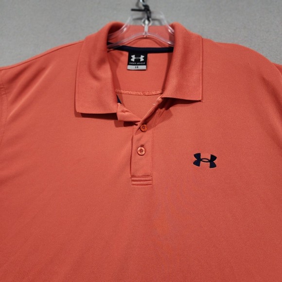 Under Armour Polo Shirt Mens Large Orange Solid Short Sleeve - Picture 4 of 16